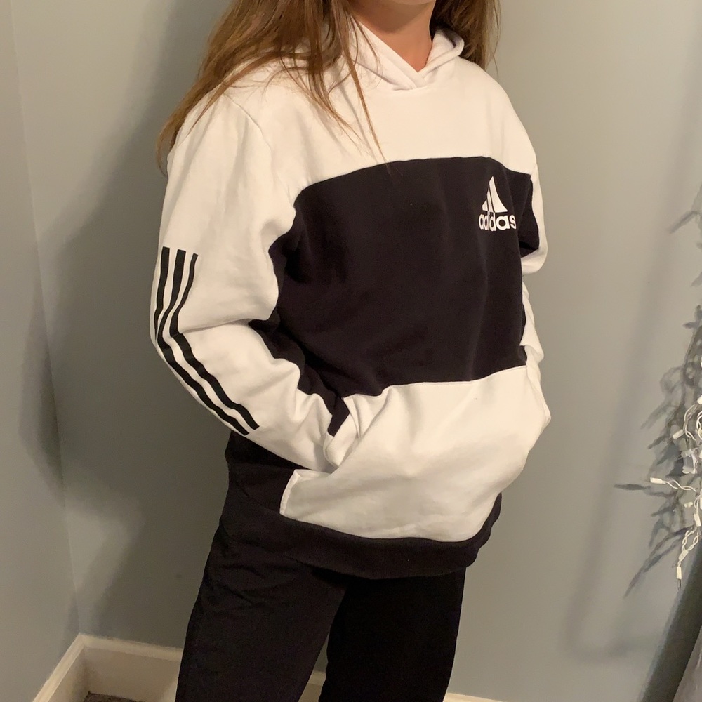 super cute black and white adidas hoodie